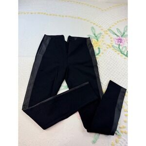J. Crew Womens Black Leather Trim High Waist Skinny Pants Size 4T